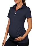 Viracy Pregnancy Clothes, Womens 1/4 Zip Up Maternity Workout Tops Short Sleeve Lightweight Flattering Polo T...