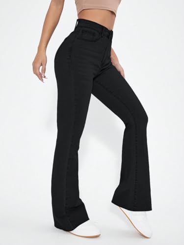 Image of Aahwan Women's & Girls' Solid Black Low Waist Ripped Distressed Mom Fit Stretch Denim Jeans(KV-255)