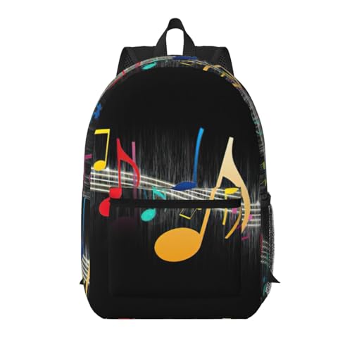 Sac à dos universitaire noir à notes de musique pour cours et déplacements urbains