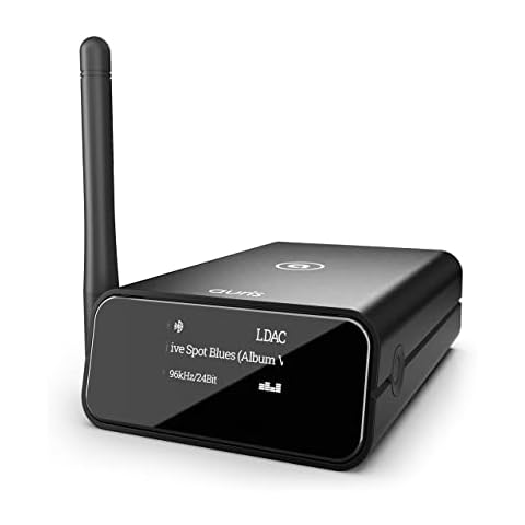 Auris Blume Pro HiFi Bluetooth 5.0 Music Receiver Long Range Bluetooth Adapter with Audiophile DAC, LDAC, aptX HD, OLED Display & Optical Coaxial AUX Output for Home Stereo, AV Receiver or Amplifier Cover