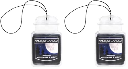 Yankee Candle Car Jar Ultimate Scented Air Freshener | Midsummer’s Night | Lasts up to 4 Weeks (Pack of 2)