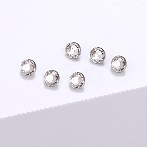 ZS 14/15PCS Cubic Zirconia Dermal Anchor Tops 2mm 3mm 4mm, 14G Surgical Steel Internally Threaded Dermal Anchor Base Microdermals Piercing for Women Men4