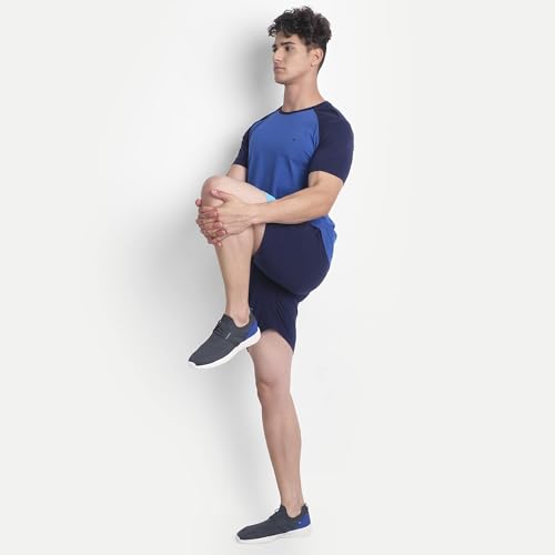 Image of AM SWAN Mens Premium Cotton Colourblocked Printed Stylish Comfort Knee Length Shorts