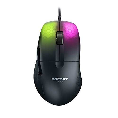 ROCCAT Gaming Mouse, Kone Pro, Wired Black/Black, Optical/19K/Optical Switch/Side Button, Lightweight 2.4 oz (66 g), PTFE, Reflex, RGB, German Design, Japanese Authorized Dealer