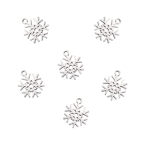 Liqunsweet 10 Pieces 304 Stainless Steel Metal Charming Pendants Christmas Winter Snow Snowflake Pendant Without Jumprings For Crafting Jewelry Findings Making Accessory For Diy Necklace - 15.4Mm #TOP7
