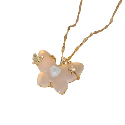 Collier papillon rose en argent pour femme le cadeau romantique parfait pour un anniversaire