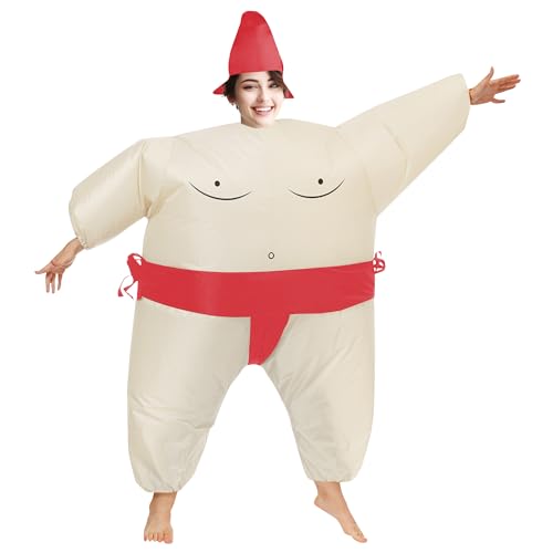 5 Packs Funny Inflatable Sumo Wrestler Costume Sumo Suit Adult Blow up Costume for Halloween/Birthday/Carnival