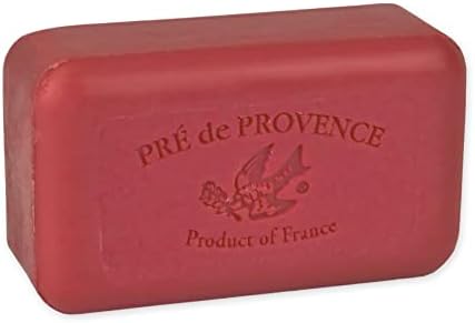Pre de Provence Artisanal Soap Bar, Natural French Skincare, Enriched with Organic Shea Butter, Quad Milled for Rich, Smooth & Moisturizing Lather, Raspberry, 5.3 Ounce