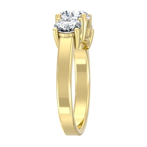 1 Carat - 3 Carat (CT. T.W.) Lab Grown Diamond Three-Stone Engagement Ring for Women | 14K Yellow or White Gold 3-Stone Wedding Anniversary Ring | D-E Color and VS Clarity4