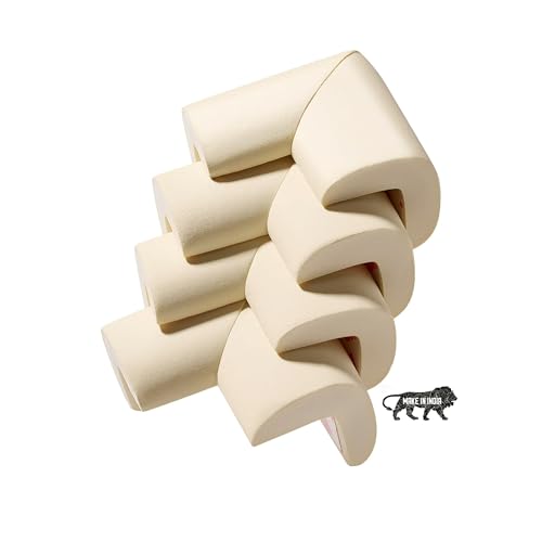 Image of Kids Station Baby Proofing Edge Protector for Kids Safety, Made in India Rubber Edge for Sharp Furniture Edges and Corners, A Baby Safety Product (Corner Guards, Pack of 4, L- Shape, Beige)
