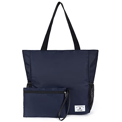 Image of ETidy Large Capacity Foldable Tote Bag With Zipper | Water-resistant, Lightweight, Sandproof, Beach Bag, Gym Bag, Travel Shopping Bag
