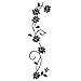 LELE LIFE Flower Vine Acrylic Mirror Wall Stickers, Elegant Mirror Setting Wall Sticker, Wall Sticky Mirror Wall Decoration for Home Living Room Bedroom Decor, Black