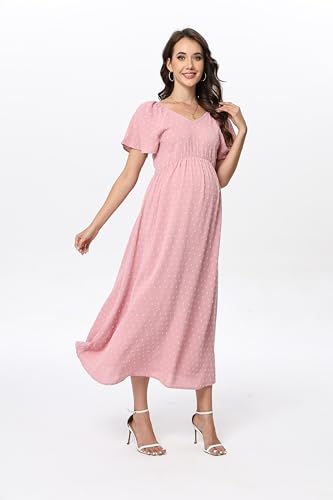 Image of Maternity Dress Women's Off Shoulder Split A Line Casual Maxi Dress Photography Dress for Babyshower