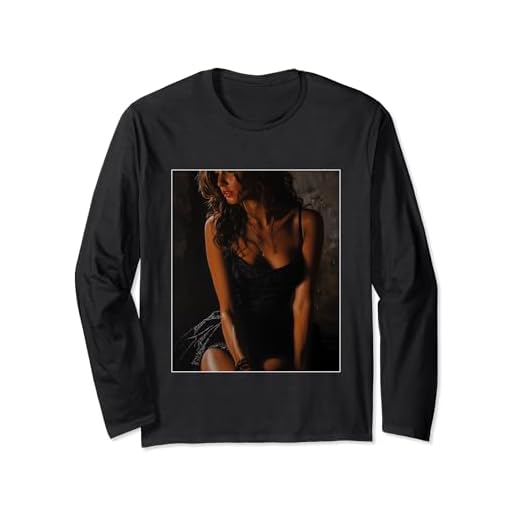 レトロモデルタトゥーガールクラシック 長袖Tシャツ