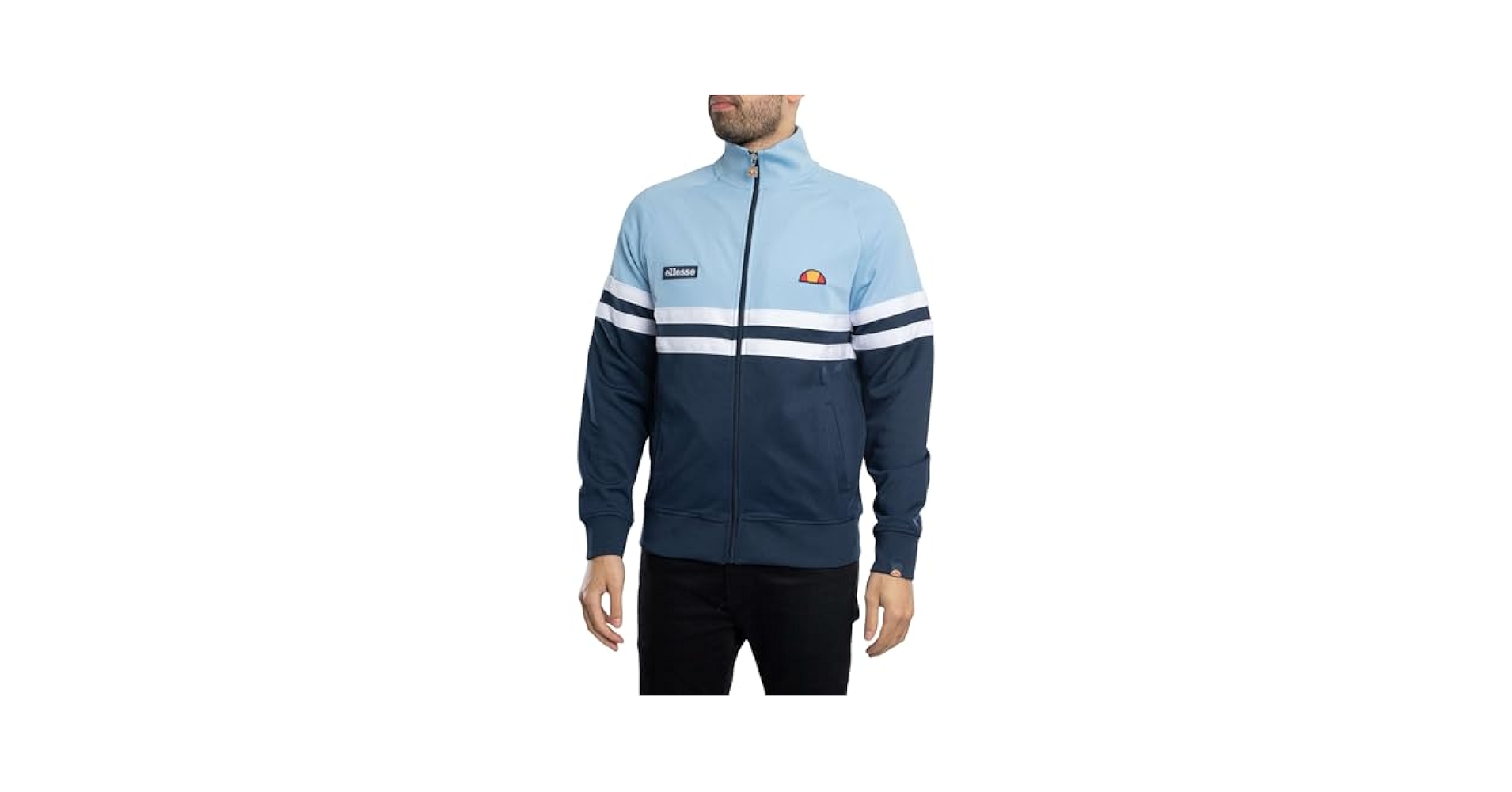 Ellesse Men's Rimini Track Jacket, Light Blue/Navy, S
