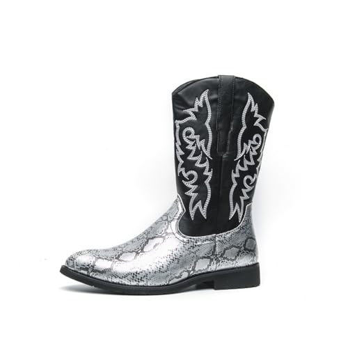 CHUUMEE Cowboy Boots For Men Western Boot Durable Classic Embroidered Pointed Toe Leather Mid-Calf Boots2