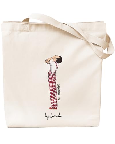 Loxato Stoffbeutel Bedruckt - Stofftasche - Baumwolltasche Bedruckt 100% B35 x H42 x T8 cm - Tragetasche Canvas-Stoff 220 g/m2 - Jutebeutel - Einkaufstasche Lange Henkel 70cm - Einkaufsbeutel
