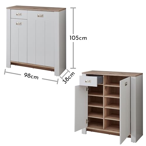 Schuhschrank 98 cm Stella Trading Dijon en bois d'ingénierie style industriel chic