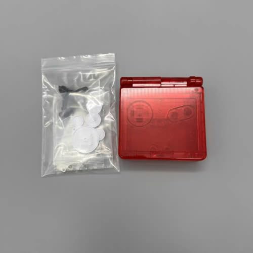 Image of Hzxkqmil Replacement Full Shell Case Kit for Gameboy Advance SP Console | Custom Transparent Housing DIY Clear Cover with Buttons Screws Repair Parts + Screwdrivers Tools for GBA SP (Clear Red)