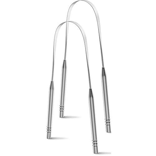 2PCs Tongue Scraper, 100% Stainless Steel, Great for Oral Care, Reusable Stainless Steel Tounge Scraper, Great for Adults and Kids, Tongue Cleaner Great for Adults and Kids, Easy to Use and Clean.