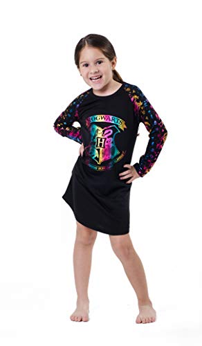 Harry Potter Girls Hogwarts Crest Rainbow Hologram Raglan Nightgown Pajama2