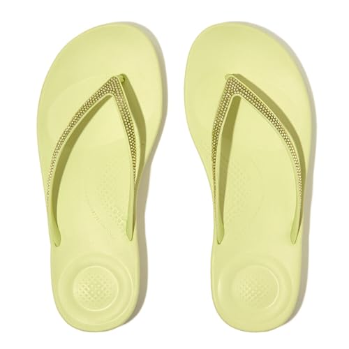 Image of FitFlop Womens iQushion Rubber Flip-Flops with Contoured Footbed for Walking, Lightweight Ergonomic Flip Flop Sandals with Arch Support and Foot Impact Pillows
