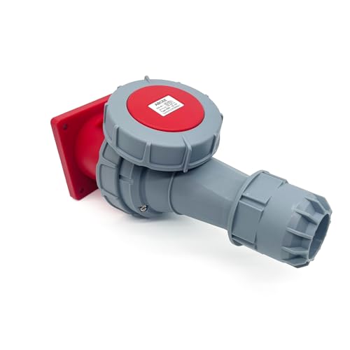 CHALITECK - 1Set 63A 5Pin Male+Flush-Mounted Receptacle Connector,220V-380V 3P+N+E 6H Industrial Waterproof Connector,IEC60309 Quick-Assembly Screw-Termination IP67 Aviation Connector for High-Power Equipment