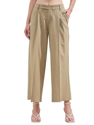 Image of Tokyo Talkies Wide Leg Relaxed fit Korean Pants |Ultra Soft|High Rise Pleated Trousers |Workwear|Formal All Day wear