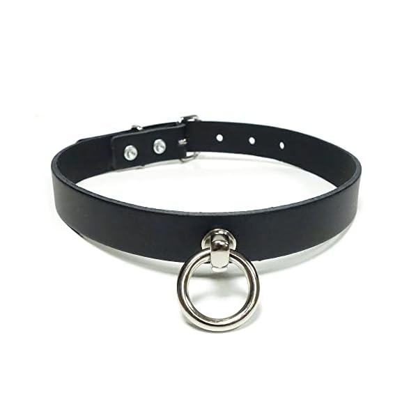 Gletscherlicht Halsband mit O-Ring 20mm, Lederhalsband mit Ring der O aus schwarzem Leder, Gothic SM Sub Bottom Halsband…