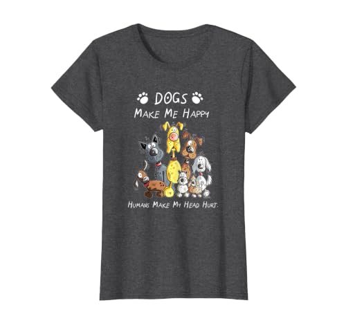 Dogs Make Me Happy Humans Make My Head Hurt T-Shirt, Women, Dark Heather Grey, 3X-Large