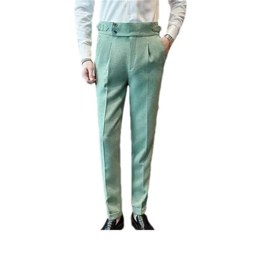 Men Business High Waisted Straight Leg Slim Fit Casual Pants Solid Color Suit Pants