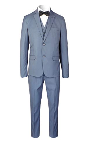 Terno slim corte Italiano Azul Petróleo, poliviscose Kit 3 peças Paletó, colete, calça, Noivo, Padri