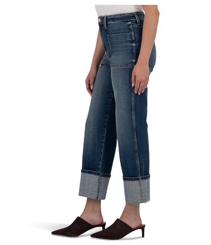 KUT from the Kloth Women's Sienna High-Rise Straight Leg-roll Up Patch Pocket in Serene2