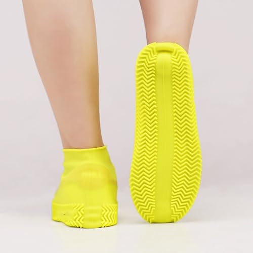 Cubrecalzados reutilizables, suelas de silicona fáciles de limpiar para acampar, pescar, hacer senderismo y actividades al aire libre — protección duradera y antideslizante para hombres, mujeres y mascotas (talla L, color amarillo) miniatura 4