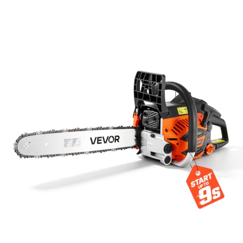 Image of VEVOR Gas Powered Chainsaw 16 Inch 40CC 1.75HP 2 Stroke Engine Gas Chainsaw | For Wood Cutting, Tree Trimming & Land Clearing, Throttle-Synced Choke, Power Chain Saw with Non-Slip Handle & Dual Tanks