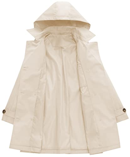 CREATMO US Women\'S Trench Coat Lightweight Classic Lapel Coat White L