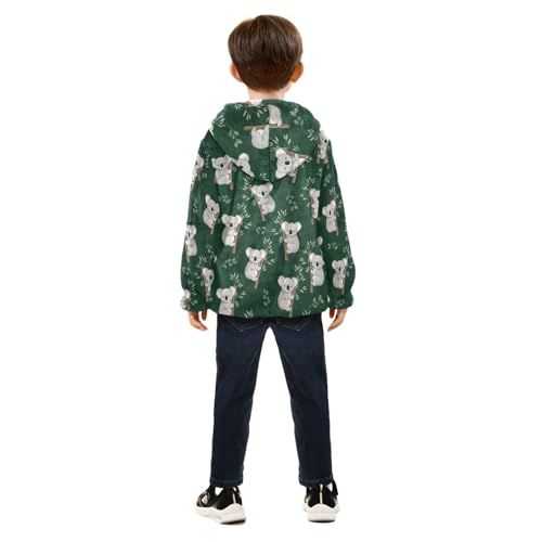 CHIFIGNO Cute Koalas Dark Green Toddler Boys Zip up Hoodie Light Thick Sweatshirt Jacket 3T4