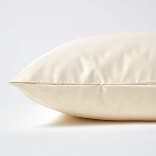 HOMESCAPES 1000 Thread Count Egyptian Cotton Cream 40 x 40 cm Pillowcase Euro Size Luxury Pillow Case, Square (40 x 40 cm) - Pack of 1 - Image 2