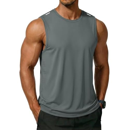 MAGCOMSEN Mens Tank Top Quick Dry Workout Sleeveless Gym Muscle Shirts Lightweight Moisture Wicking Athletic Tee Shirt
