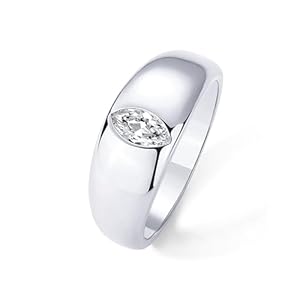 PAVOI 14K Gold Plated Chunky Dome Statement Ring for Women | Marquise Cubic Zirconia Dome Ring | Thick Stackable Bands