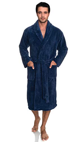 Towelselections Men's Super Soft Plush Bathrobe Fleece Spa Robe Medium/Large Bijou Blue #TOP27