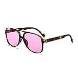 Freckles Mark Vintage Retro 70s Sunglasses for Women Men Classic Large Square Aviator Trendy Glasses (Purple Tint/Tortoise, Millimeters, 60)