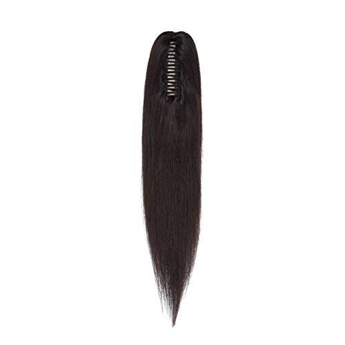 Claw Ponytail Extensions Human Hair 16" #1B