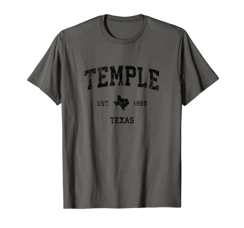 Temple Texas TX Vintage Sports Design Black Print T-Shirt