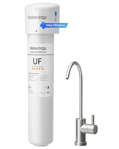 Waterdrop 15UBW-UF 0.01μm シンク下浄水器システム 鉛、塩素、味や悪臭を軽減 2年間 専用ブラッシュドニッケル蛇口付き USA Tech（Amazon）