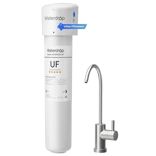 Waterdrop 15UBW-UF 0.01 μm Ultra Filtration Under Sink Water Filter System, Reduces Lead, Chlorine, Bad Taste & Odor, 2 Years, with Dedicated Brushed