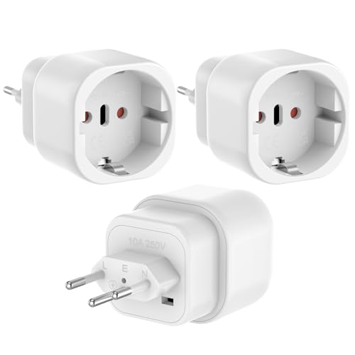 Adattatore Presa Svizzera 3 Pezzi a Italiana Italia Tipo J da Viaggio per Maldive Ruanda Liechtenstein