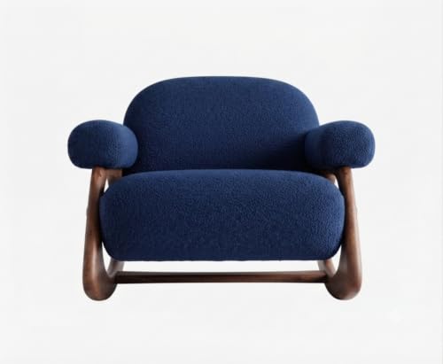 Image of CRAFTCITY Sheesham Wood Elegant Chair /Living Room Chair /Rose Wood Rocking Chair,Pre-Assembled (Blue, Rocking Chair Without Footrest)