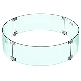 Skyflame 24' Round Fire Pit Glass Wind Guard, Thick & Clear Tempered Glass Flame Shield with Bracket & Feet, Fit for Outdoor Propane/Natural Gas Fire Pit/Table