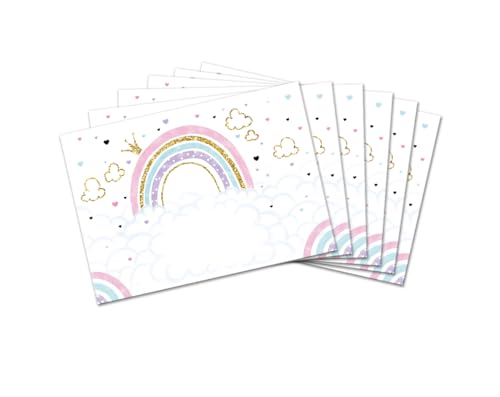 Briefpapier-Set Briefblock mit Umschlag für Mädchen Kinder Regenbogen Tiere Kindermotiv Briefbögenblock liniert (Block A5 mit 25 Blätter + 15 Umschläge)